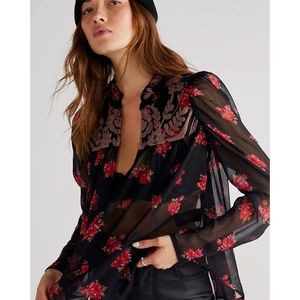 Free People Patricia Embroidered Women Blouse Size Small